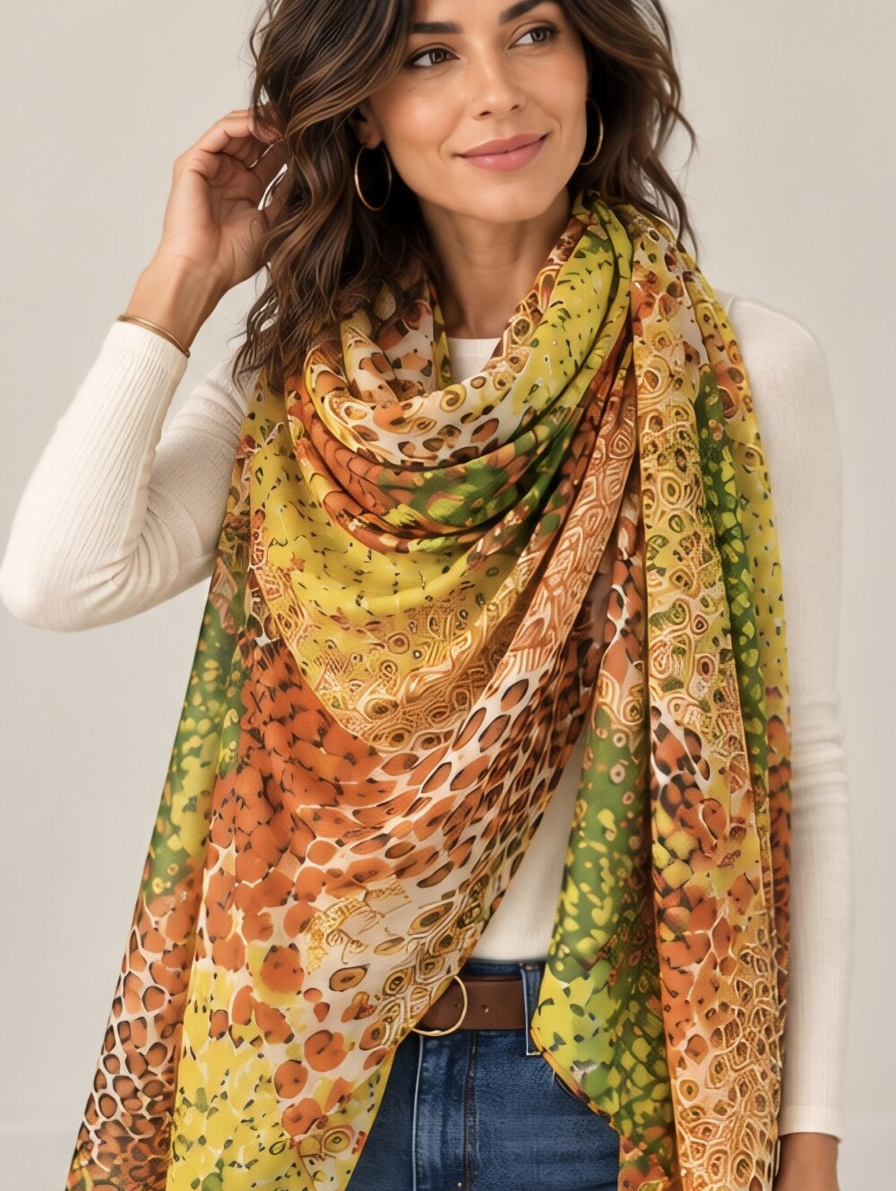 Vintage Oxford Street Accessories Abstract Animal & Botanical Print Scarf